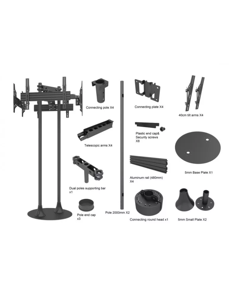 MULTIBRACKETS 7703 Support sol Multibrackets MBF4U Floorstand Quad Pro - écran 32"-65" VESA Max 400x400