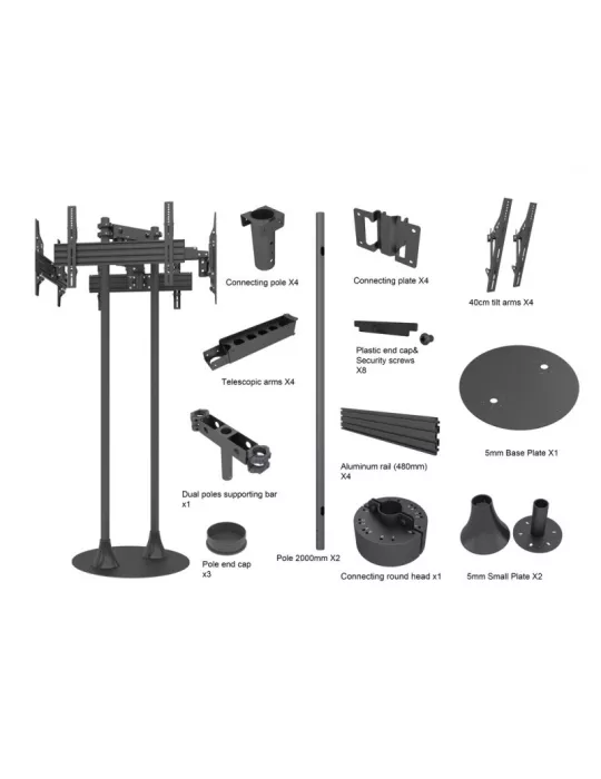 MULTIBRACKETS 7703 Support sol Multibrackets MBF4U Floorstand Quad Pro - écran 32"-65" VESA Max 400x400