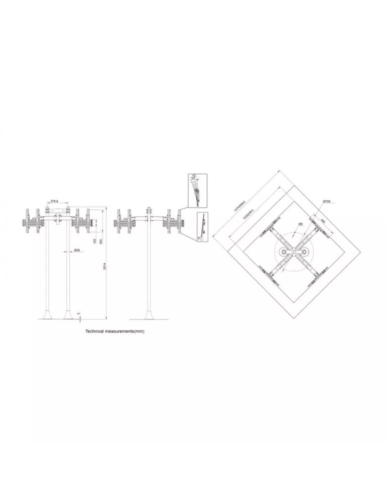 MULTIBRACKETS 7703 Multibrackets MBF4U Soporte de suelo Quad Pro - Pantalla de 32 -65  VESA Máx. 400x400 MULTIBRACKETS MUL7703