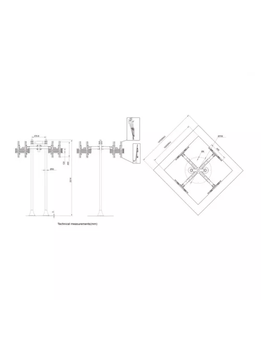 MULTIBRACKETS 7703 Multibrackets MBF4U Floorstand Quad Pro - 32 -65  screen VESA Max 400x400 MULTIBRACKETS MUL7703 | MusicGood