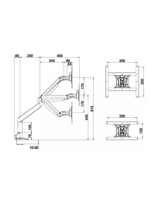 MULTIBRACKETS 7109 Support de table articulé Multibrackets Gas Lift XL Single - écran de 15"- 38" VESA Max 200x200