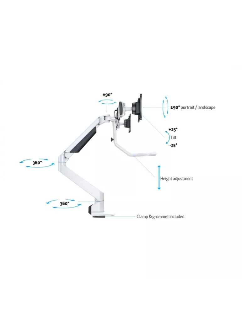 MULTIBRACKETS 6379 Soporte de mesa articulado Multibrackets Brazo elevador a gas c. Travesaño Duo - 2 pantallas 15 - 28  VESA