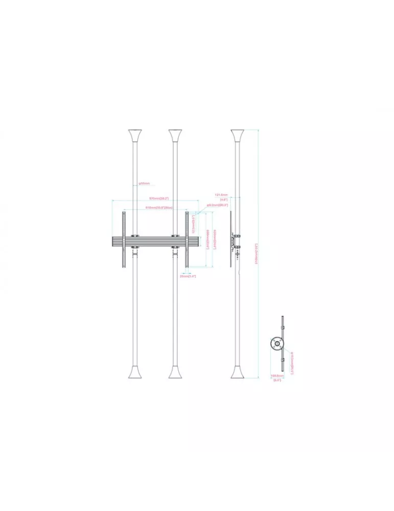 MULTIBRACKETS 7401 Support sol plafond Multibrackets Floor to Ceiling Mount Pro MBFC1UX1 800 - écran 55"-75" VESA Max 800x600