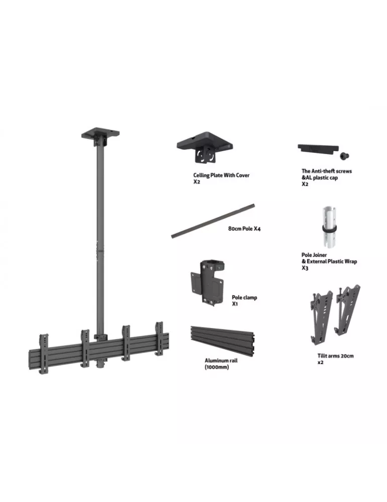 MULTIBRACKETS 2253 Ceiling mount Menuboard Multibrackets MBC2X1U Ceiling Mount Pro - 2 screens 30 -42  VESA Max 200x200 MULTIB