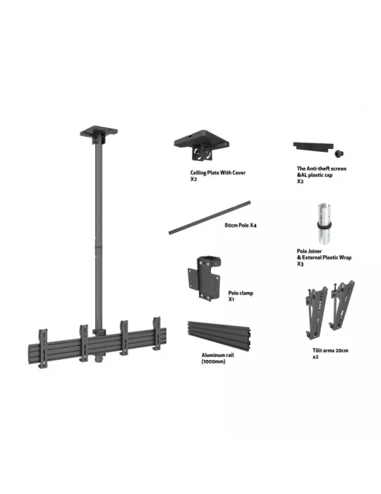 MULTIBRACKETS 2253 Deckenhalterung Menuboard Multibrackets MBC2X1U Ceiling Mount Pro - 2 Monitore 30 -42  VESA Max 200x200 MUL