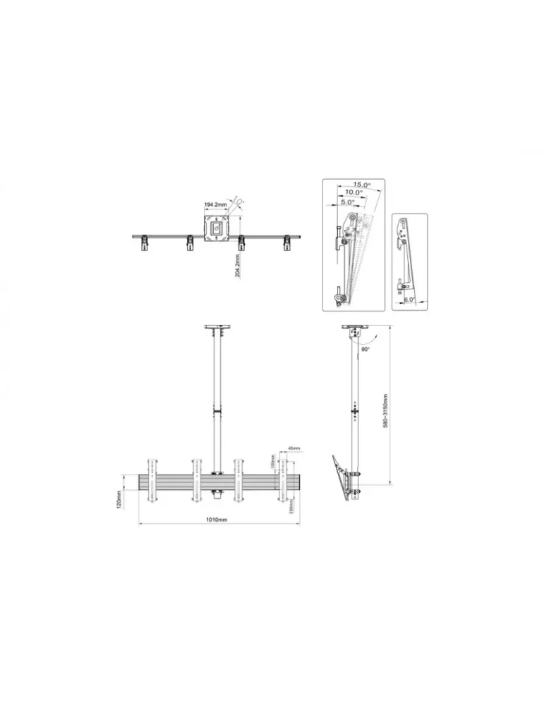 MULTIBRACKETS 2253 Ceiling mount Menuboard Multibrackets MBC2X1U Ceiling Mount Pro - 2 screens 30 -42  VESA Max 200x200 MULTIB