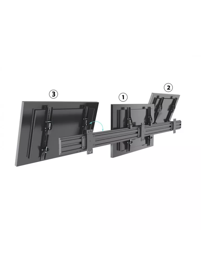 MULTIBRACKETS 4078 Support mural inclinable Multibrackets Wallmount Pro MBW3U Tilt Black - 3 écrans 40"-75" VESA Max 600x400