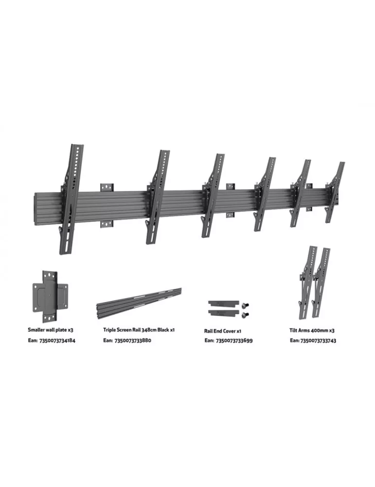 MULTIBRACKETS 4078 Multibrackets Wallmount Pro MBW3U Tilt Negro - 3 pantallas 40 -75  VESA Max 600x400 MULTIBRACKETS MUL4078 |