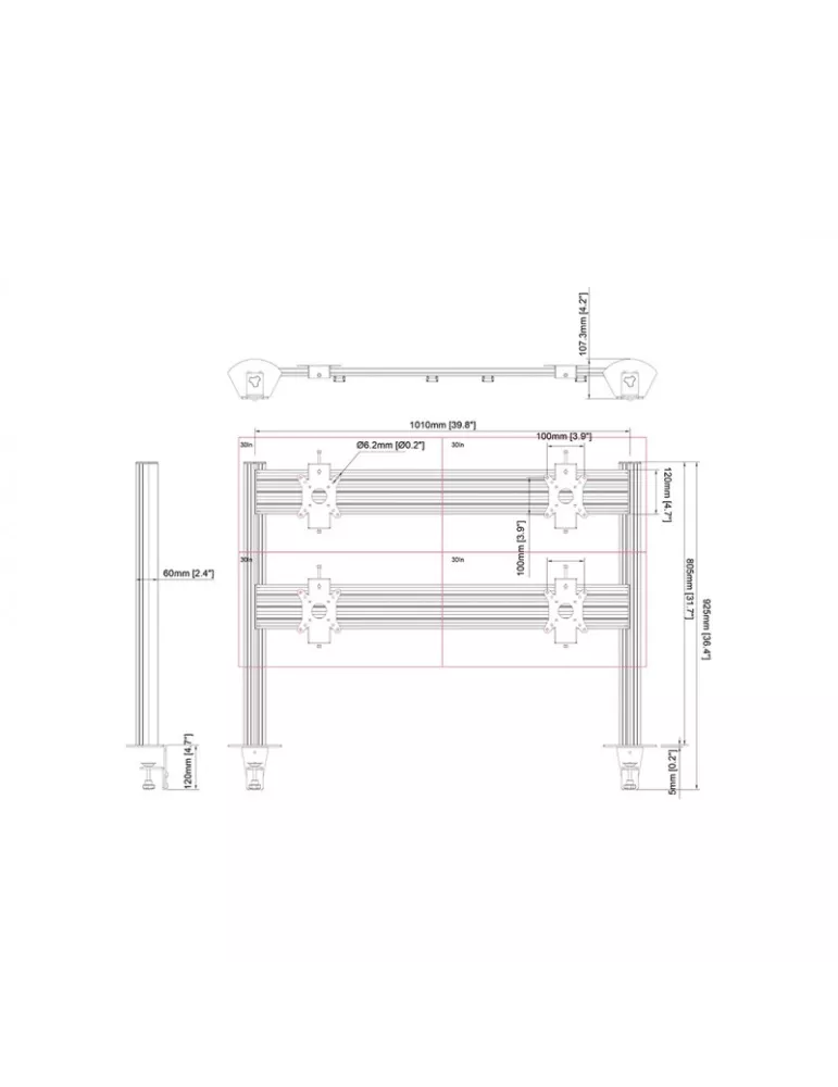 MULTIBRACKETS 5544 Soporte de mesa Multibrackets Deskmunt Column Pro 4x1 MBDM4x1U - 4 pantallas 15-32  VESA Max 100x100 MULTIB