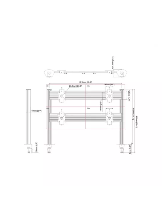 MULTIBRACKETS 5544 Multibrackets table stand Deskmunt Column Pro 4x1 MBDM4x1U - 4 screens 15-32  VESA Max 100x100 MULTIBRACKET