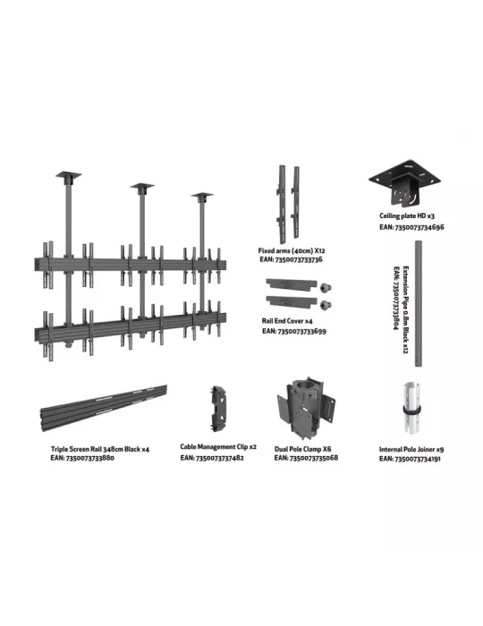 MULTIBRACKETS 3606 Ceiling Mount Multibrackets MBC3X2U2 Ceiling Mount Pro - 12 screens 40 -65  VESA Max 600x400 MULTIBRACKETS