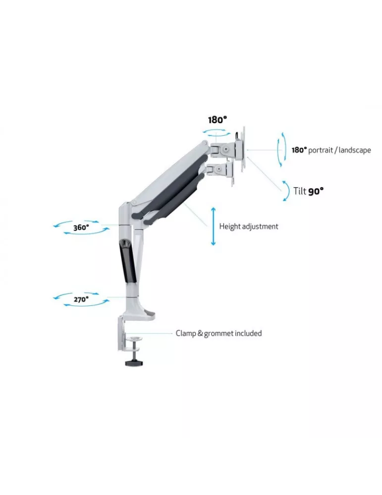 MULTIBRACKETS 7086 Support de table Multibrackets Deskmount Gas Spring Dual - 2 écrans de 15" - 27" VESA Max 100x100