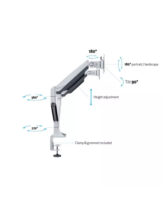 MULTIBRACKETS 7086 Support de table Multibrackets Deskmount Gas Spring Dual - 2 écrans de 15" - 27" VESA Max 100x100