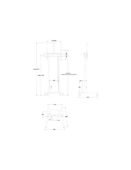 MULTIBRACKETS 9073 FloorStand 120kg Blanco Flip 2 soporte móvil motorizado con Rack y soporte de cámara MULTIBRACKETS MUL9073