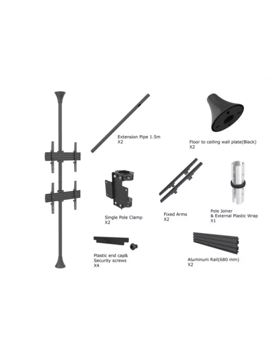 MULTIBRACKETS 3637 Boden-Decken-Halterung Multibrackets Floor to Ceiling Mount Pro MBFC2U - 2 Monitore 40 -65  VESA Max 600x40