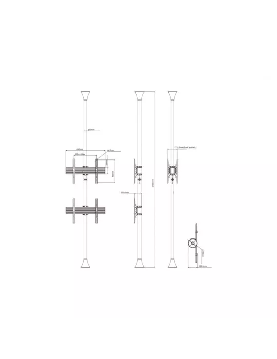 MULTIBRACKETS 3637 Soporte sol plafond Multibrackets Montaje de suelo a techo Pro MBFC2U - 2 pantallas 40 -65  VESA Max 600x40
