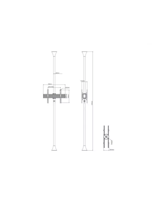 MULTIBRACKETS 3637 Support sol plafond Multibrackets Floor to Ceiling Mount Pro MBFC2U - 2 écrans 40"-65" VESA Max 600x400