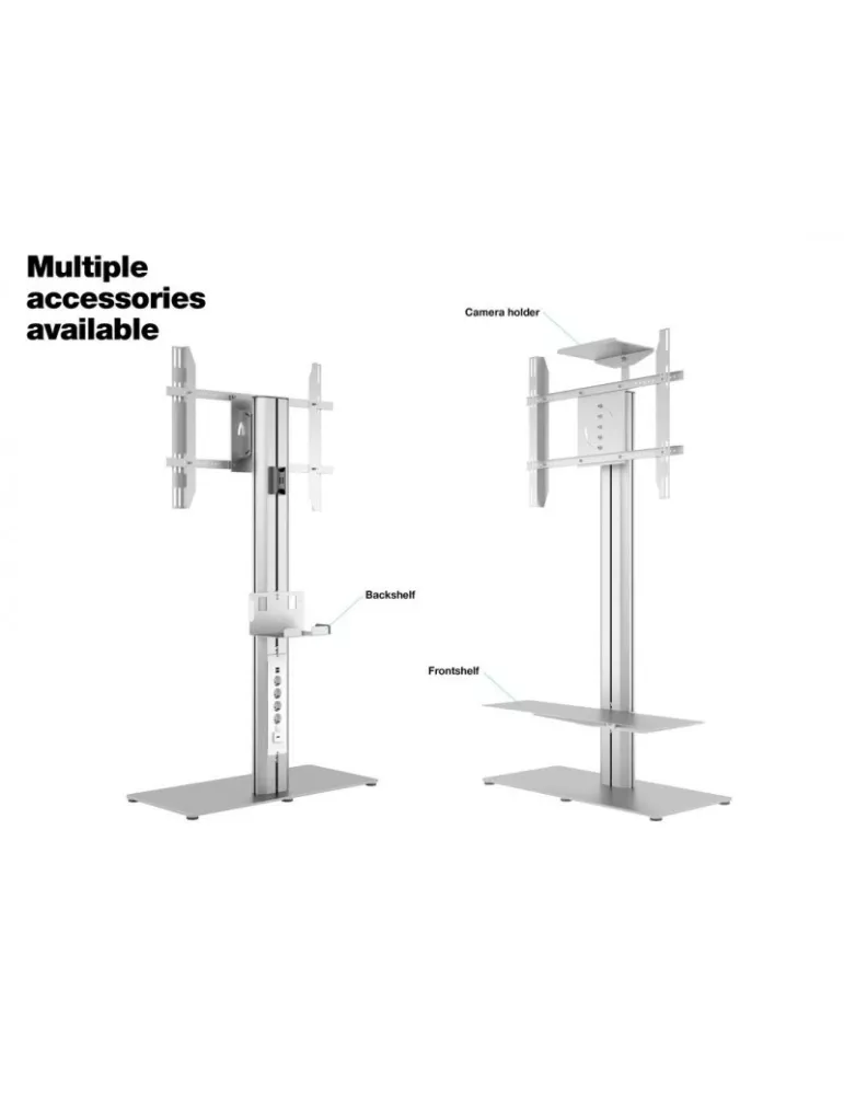 MULTIBRACKETS 0877 Support sol avec multiprises Multibrackets Public Display Stand 145 HD Single Floorbase Silver - écran 50 -