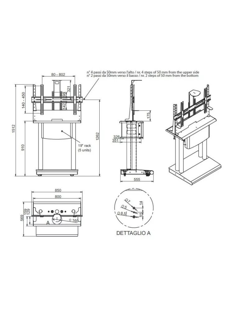 Soporte de suelo móvil EUROMET 11000 PLATEA Pantalla Vesa Max 800x400 EUROMET EUR11000 | MusicGoodDeal