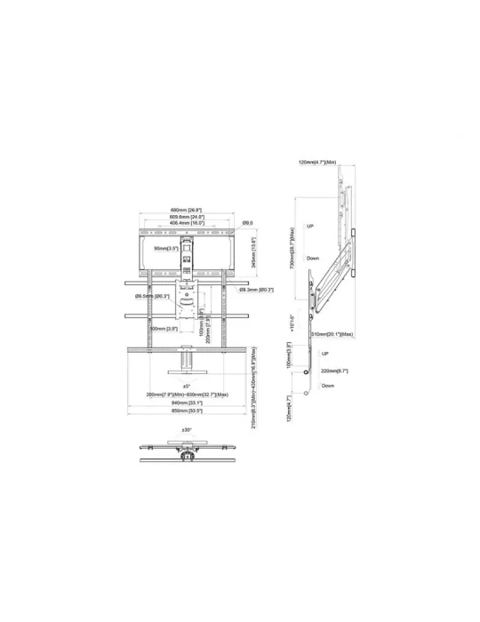 MULTIBRACKETS 4301 Soporte de pared Articule Multibrackets Pull Down Full Motion Flexarm XL para pantallas de 55 -86 - Máx. 40