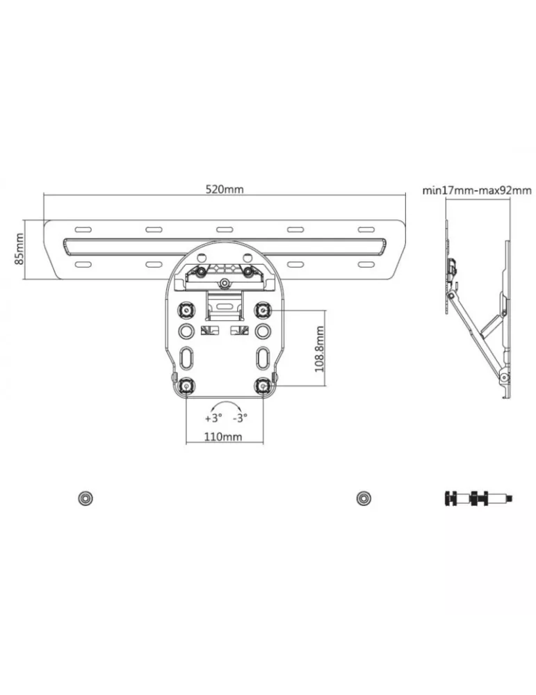 MULTIBRACKETS 5464 Support Mural Super Slim inclinable Multibrackets pour écran Samsung QLED de 49" - 65"