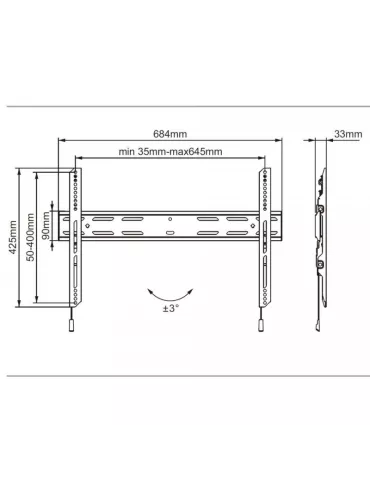 MULTIBRACKETS 6683 Support mural fixe Multibrackets Universal Wallmount Outdoor Fixed - écran 40"-75" Vesa Max 600x400 2