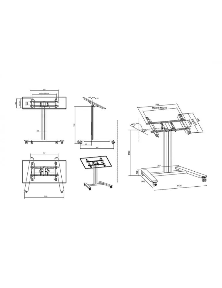 MULTIBRACKETS 6252 Support mobile inclinable Multibrackets Public Display Stand 110 HD REF  MULTIBRACKETS MUL6252 | MusicGoodD