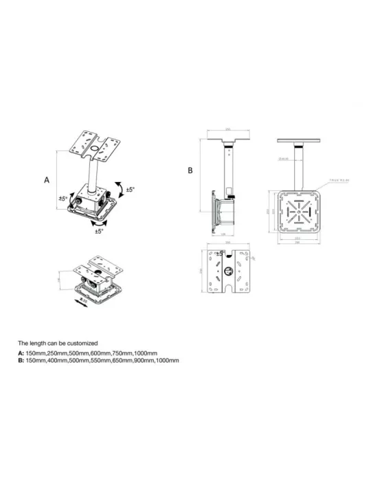 MULTIBRACKETS 0587 Videoprojector ceiling mount Multibrackets Pro HD 40kg Black Ref. MULTIBRACKETS MUL0587 | MusicGoodDeal