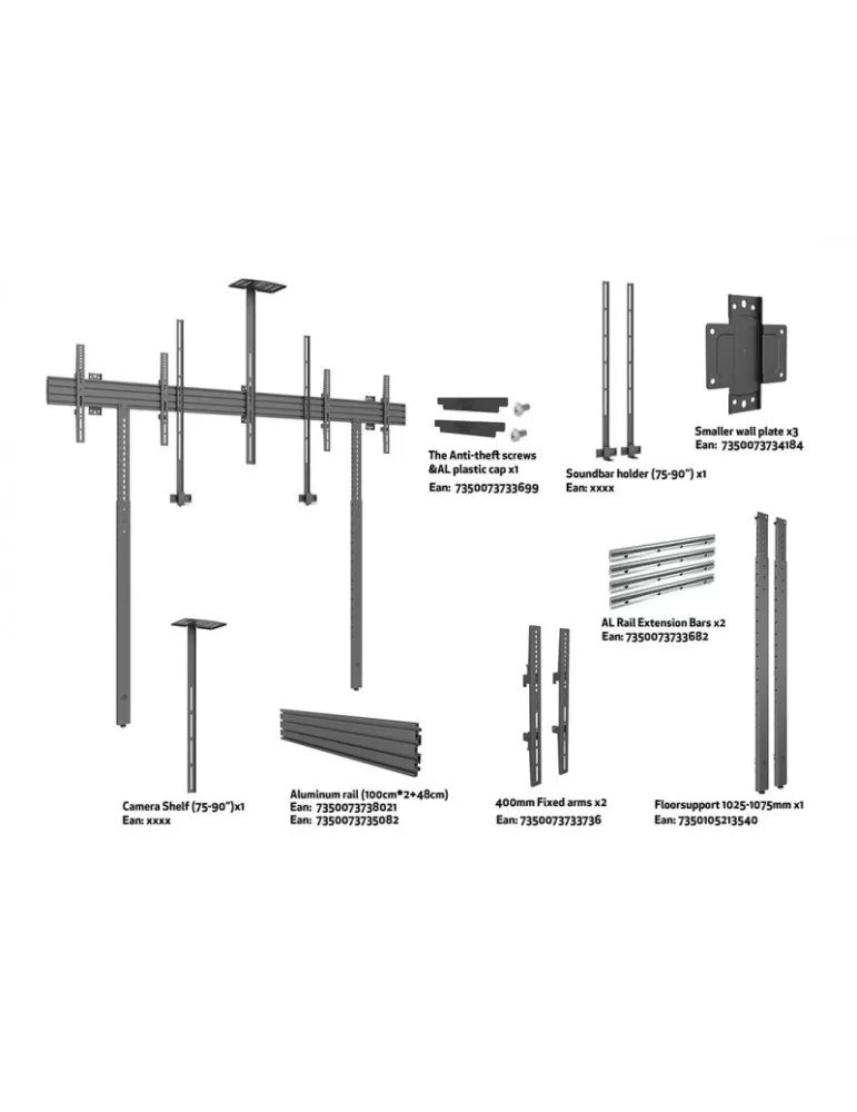 MULTIBRACKETS 3984 Support sol mur Multibrackets Collaboration - Side by Side with brackets - écran 32 -75  VESA Max 600x400 M