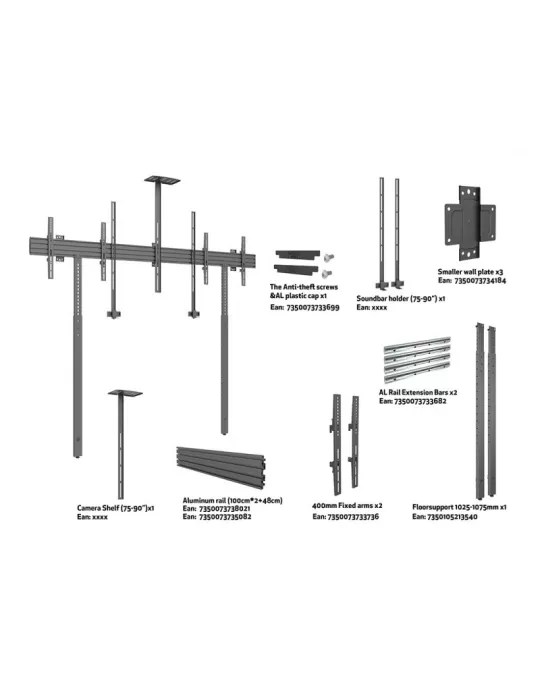 MULTIBRACKETS 3984 Soporte sol mur Multibrackets Colaboración - Side by Side con soportes - écran 32 -75  VESA Max 600x400 MUL