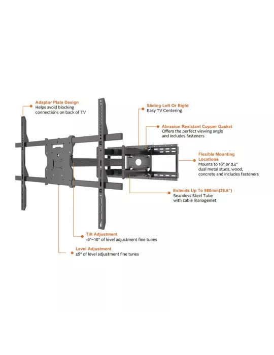 MULTIBRACKETS 5605 Support mural  Universal Long Reach Arm 980mm SD DUAL Ref :