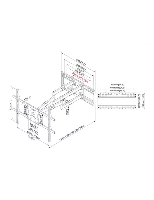 MULTIBRACKETS 5605 Wall bracket Universal Long Reach Arm 980mm SD DUAL Ref   MULTIBRACKETS MUL5605 | MusicGoodDeal