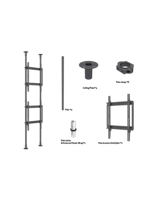 MULTIBRACKETS 7963 Support sol plafond Multibrackets Floor to Ceiling Mount Pro MBFC2P2UHD - 2 écrans 55"-75" VESA Max 600x900