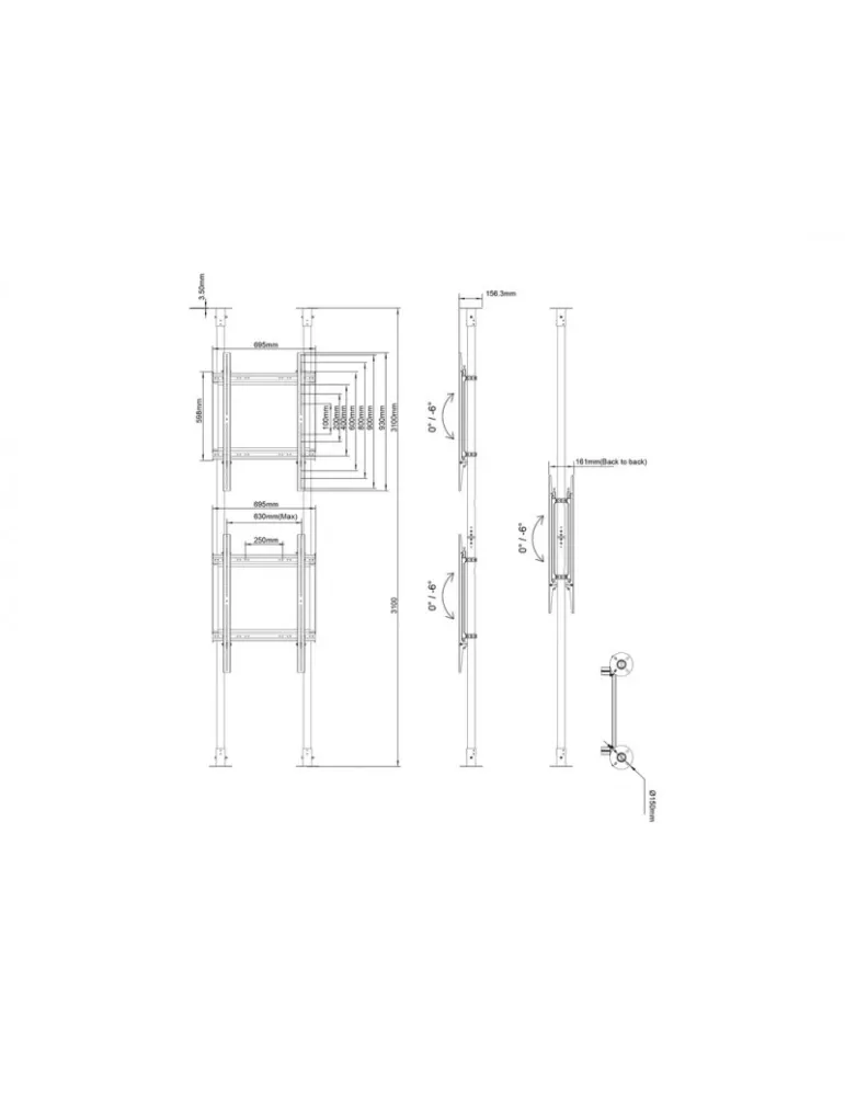 MULTIBRACKETS 7963 Soporte sol plafond Multibrackets Soporte de suelo a techo Pro MBFC2P2UHD - 2 pantallas 55 -75  VESA Max 60