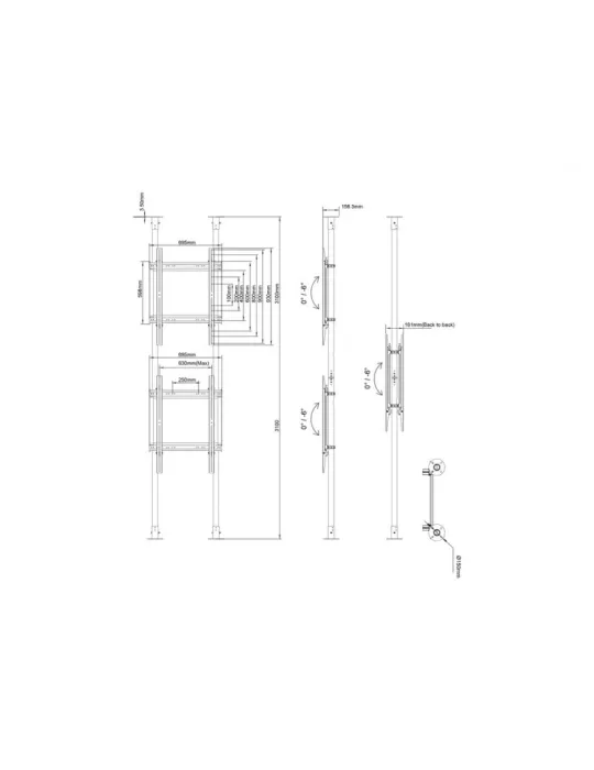 MULTIBRACKETS 7963 Support sol plafond Multibrackets Floor to Ceiling Mount Pro MBFC2P2UHD - 2 écrans 55"-75" VESA Max 600x900