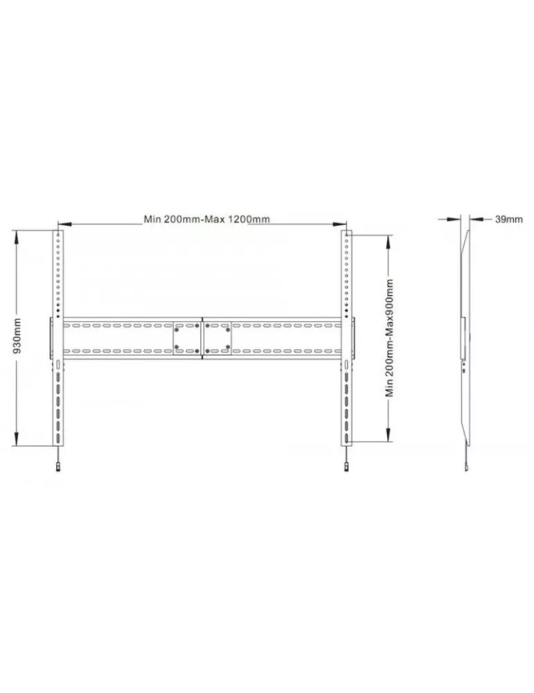 MULTIBRACKETS 0940 Support mural Universel fixe Multibrackets SD MAX pour écran LCD de 60" - 110" Capacité 125 kg Vesa Max 1200