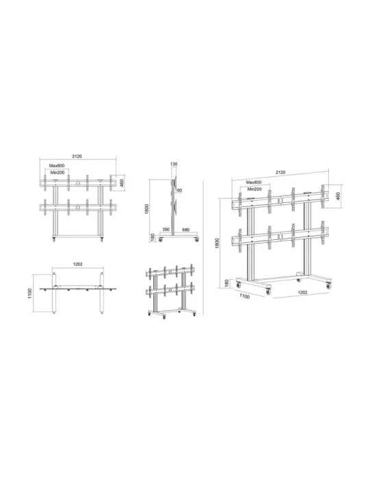 MULTIBRACKETS 9710 Support sol mobile Multibrackets Public Video Wall Stand - 4 écrans 40"-55" VESA Max 800x400