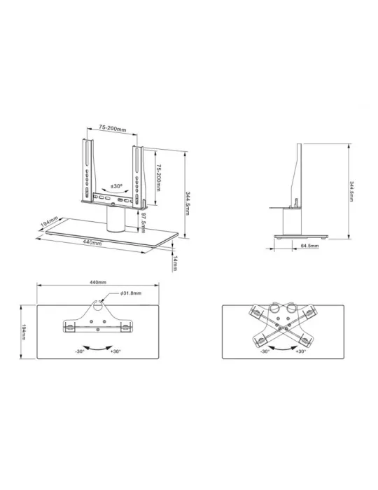MULTIBRACKETS 3040 Multibrackets TableStand Turn XS Black for LCD screens from 24  - 32  VESA MAX 200x200 MULTIBRACKETS MUL304