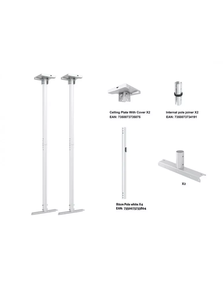 MULTIBRACKETS 1607 Ceiling support Multibrackets 1500mm Pipe Connecting Plate Large White - screen 75  -98  White MULTIBRACKET