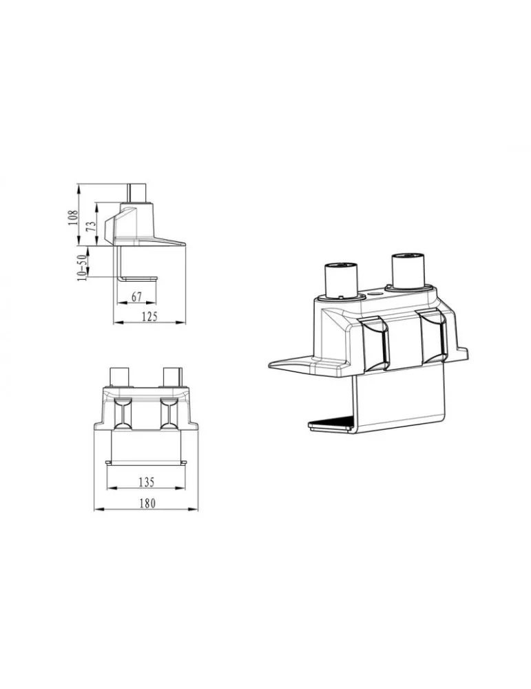 MULTIBRACKETS 0704 Base double pour support de table Multibrackets Gas Lift Duo Desk Clamp