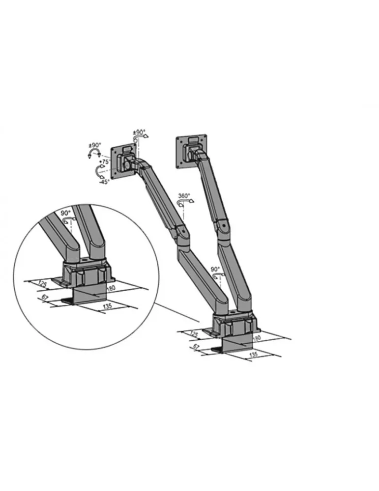 MULTIBRACKETS 0704 Base double pour support de table Multibrackets Gas Lift Duo Desk Clamp MULTIBRACKETS MUL0704 | MusicGoodDe