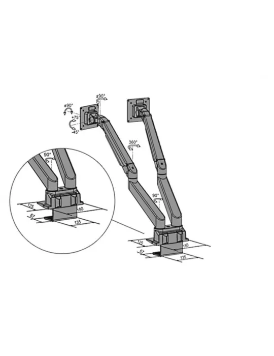 MULTIBRACKETS 0704 Base double pour support de table Multibrackets Gas Lift Duo Desk Clamp MULTIBRACKETS MUL0704 | MusicGoodDe