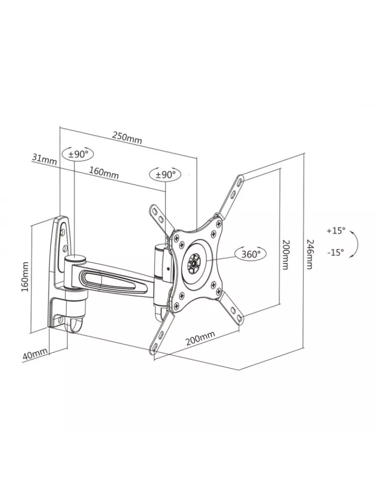 MULTIBRACKETS 3251 Wandhalterung Multibrackets Flexarm 360 II - 15 -32 -Bildschirm VESA Max 200x200 MULTIBRACKETS MUL3251 | Mu