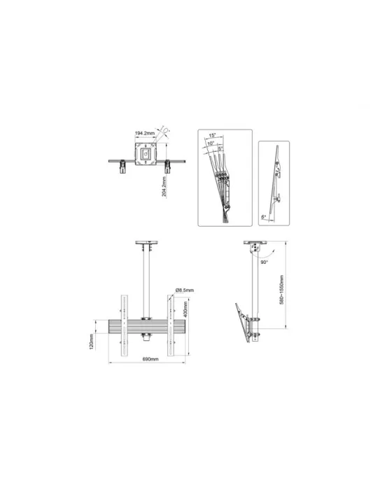 MULTIBRACKETS 2338 Support plafond Multibrackets Menu Board Mount Pro MBC1X1U - écran 40"-65" VESA Max 600x400