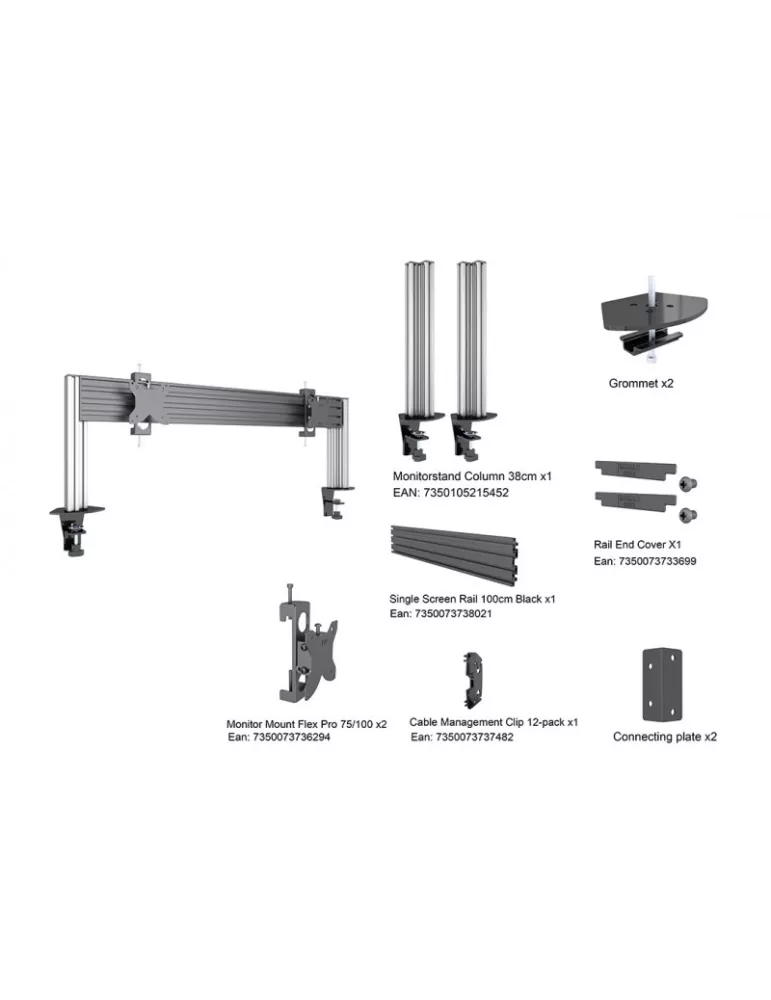 MULTIBRACKETS 5520 Table support Multibrackets Deskmount Column Pro 2x1 MBDM2x1U - 2 screens 15-32  VESA Max 100x100 MULTIBRAC