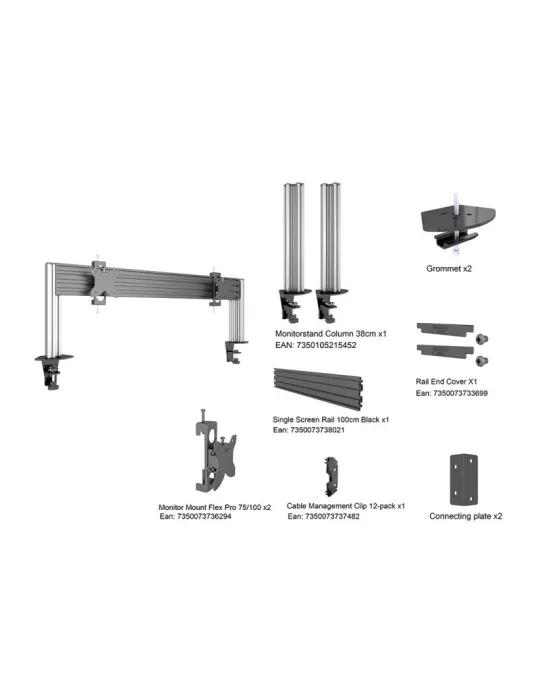 MULTIBRACKETS 5520 Tischständer Multibrackets Deskmount Column Pro 2x1 MBDM2x1U - 2 Monitore 15-32  VESA Max 100x100 MULTIBRAC