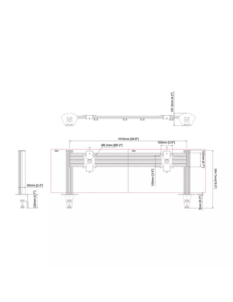 MULTIBRACKETS 5520 Table support Multibrackets Deskmount Column Pro 2x1 MBDM2x1U - 2 screens 15-32  VESA Max 100x100 MULTIBRAC