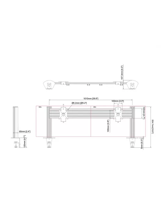 MULTIBRACKETS 5520 Table support Multibrackets Deskmount Column Pro 2x1 MBDM2x1U - 2 screens 15-32  VESA Max 100x100 MULTIBRAC