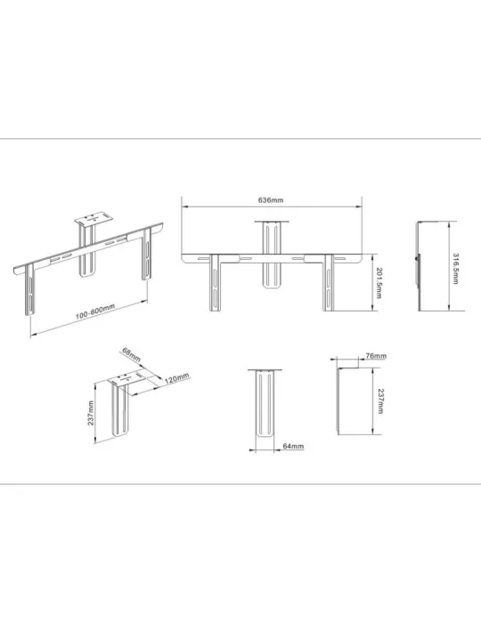 MULTIBRACKETS 7901 Support de caméra universel 55"-110" Multibrackets VESA jusqu'à 600x400 mm
