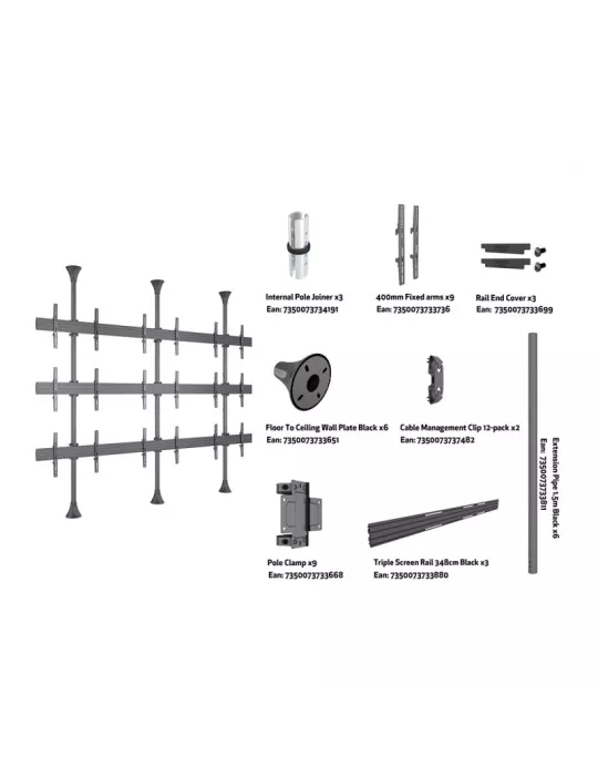 MULTIBRACKETS 6114 Support mur d images sol-plafond Multibrackets Floor to Ceiling Mount Pro MBFC3UX3 - 9 screens 40 -65  VESA